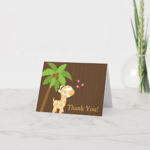 Cartão De Agradecimento Cute Jungle Giraffe Baby Shower Thank You Card