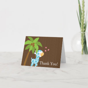 Cartão De Agradecimento Cute Jungle Giraffe Boy Baby Shower Thank You