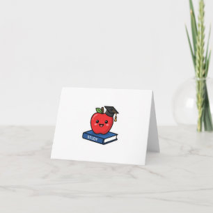 Cartão De Agradecimento Cute Kawaii Maçã Vermelha Usando Boina de Graduaçã