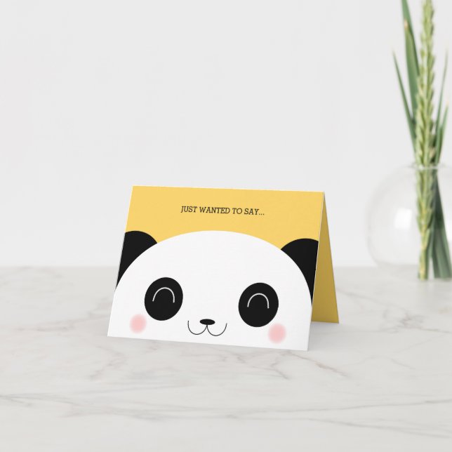 Cartão De Agradecimento Cute Kawaii Peekaboo Panda Face Obrigado (Frente)