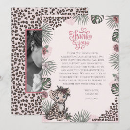 Cartão De Agradecimento Cute Leopard Safari Girl Baby Shower