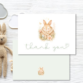 Cartão De Agradecimento Cute Little Bunny Baby Shower Obrigado