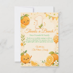 Cartão De Agradecimento Cute Little Cutie Laranja 1º Aniversário Obrigado
