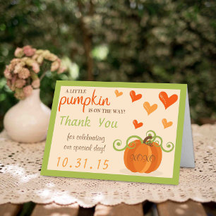 Cartão De Agradecimento Cute Little Pumpkin Baby Shower Thank You Cards
