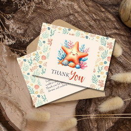 Cartão De Agradecimento Cute Pastel Ocean Starfish Custom Baby Shower