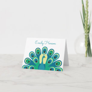 Cartão De Agradecimento Cute Peacock Personalized Folded Note Cards