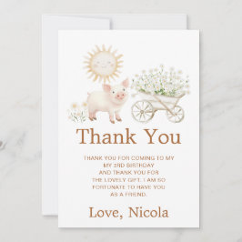 Cartão De Agradecimento Cute Pig Wheelbarrow Birthday