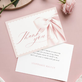 Cartão De Agradecimento Cute Pink Bow Baby Shower Thank You Card