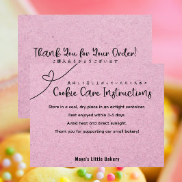 Cartão De Agradecimento Cute Pink Kraft Heart Cookie Care Instructions