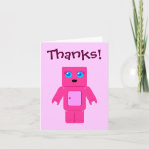 Cartão De Agradecimento Cute Pink Robot Thank You Cards