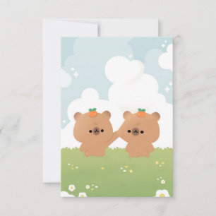 Cartão De Agradecimento Cute Romantic Capybara