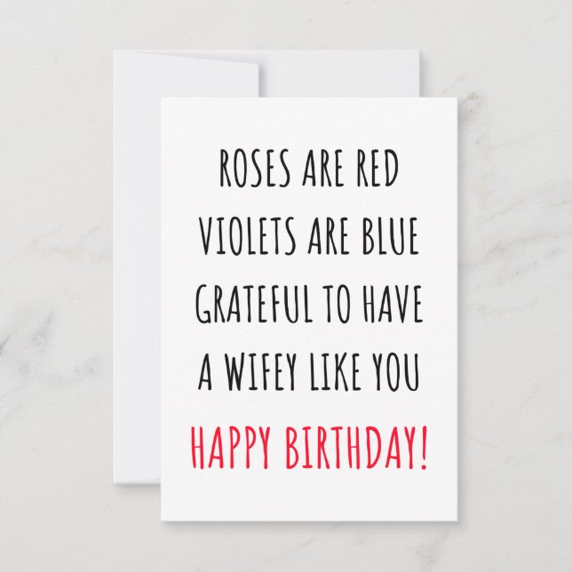 Cartão De Agradecimento Cute romantic happy birthday card for her, wife  (Frente)