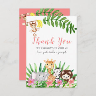 Cartão De Agradecimento Cute Safari Chá Rosa Baby Girl