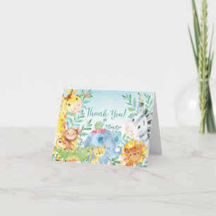 Cartão De Agradecimento Cute Safari Jungle Baby Shower Thank You Note