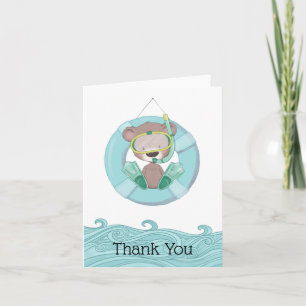 Cartão De Agradecimento Cute Snorkeling Teddy Bear Blue Thank You
