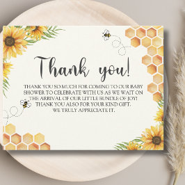 Cartão De Agradecimento Cute Sunflower Bee Baby Shower