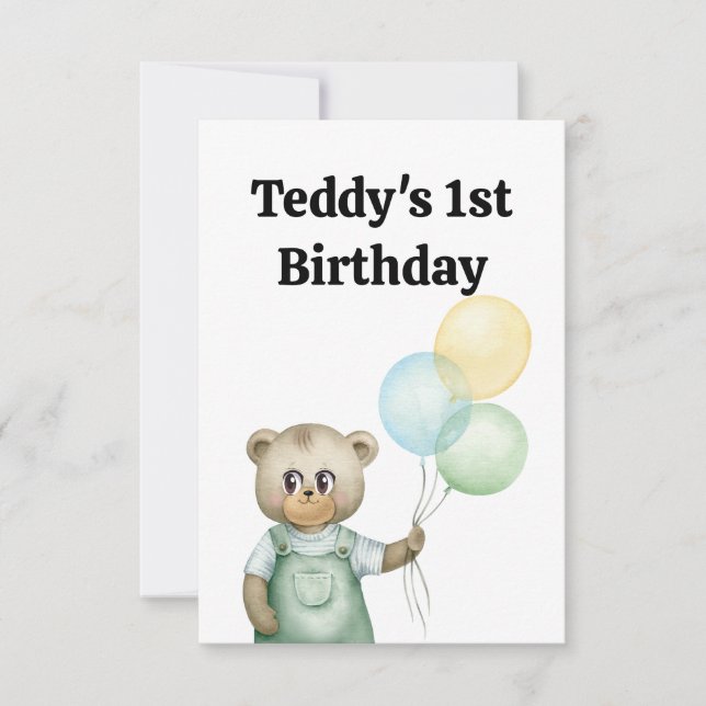 Cartão De Agradecimento cute teddy bear green background (Frente)