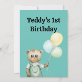 Cartão De Agradecimento cute teddy bear green background
