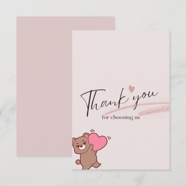 Cartão De Agradecimento Cute teddybear thank you card (Frente/Verso)