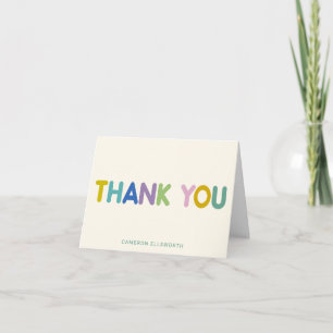 Cartão De Agradecimento Cute Tipografia Caprichosa Nome Personalizado