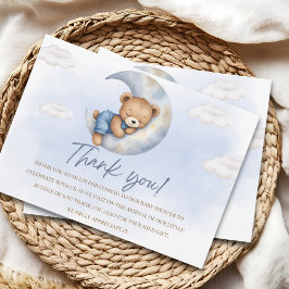 Cartão De Agradecimento Cute Watercolor Bear Baby Shower boy