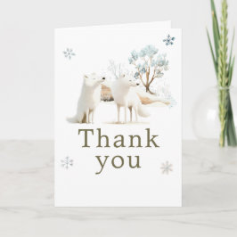 Cartão De Agradecimento Cute Winter Arctic Wolf Birthday Party