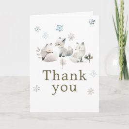 Cartão De Agradecimento Cute Winter Arctic Wolf Birthday Party