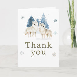 Cartão De Agradecimento Cute Winter Arctic Wolf Birthday Party