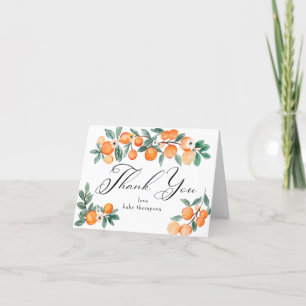 Cartão De Agradecimento Cutie Chá de fraldas Laranja Obrigado