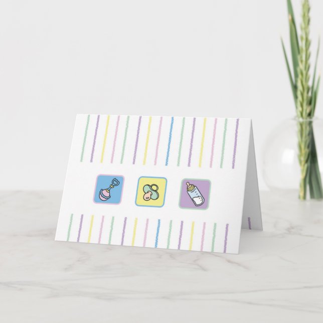 Cartão De Agradecimento Cutietoots Notecard - linhas do pastel e material (Frente)