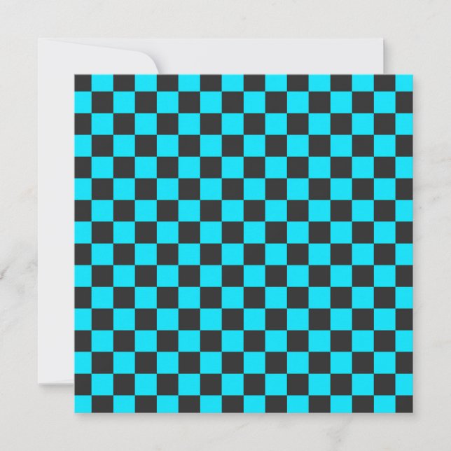 Cartão De Agradecimento Cyan and charcoal checkerboard pattern (Frente)