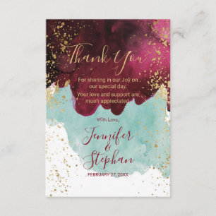 Cartão De Agradecimento Da aguarela vermelha da cerceta de Marsala