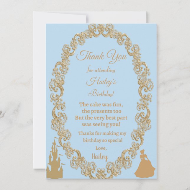 Cartão de Agradecimento da Cinderela (Frente)