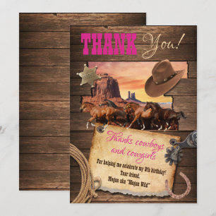 Cartão de Agradecimento da Cowgirl Ocidental