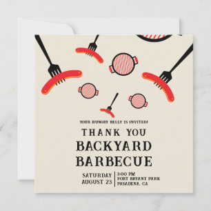 Cartão de agradecimento da festa de churrasco Gril