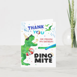 Cartão de Agradecimento da Festa de Dinossauros na