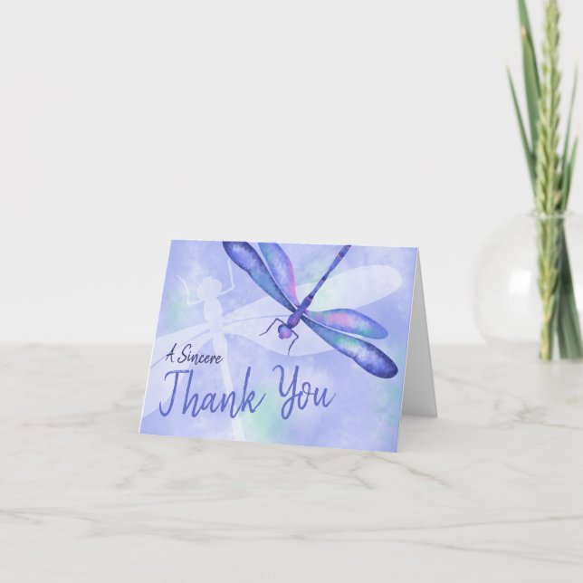 Cartão de agradecimento da libélula azul (Frente)
