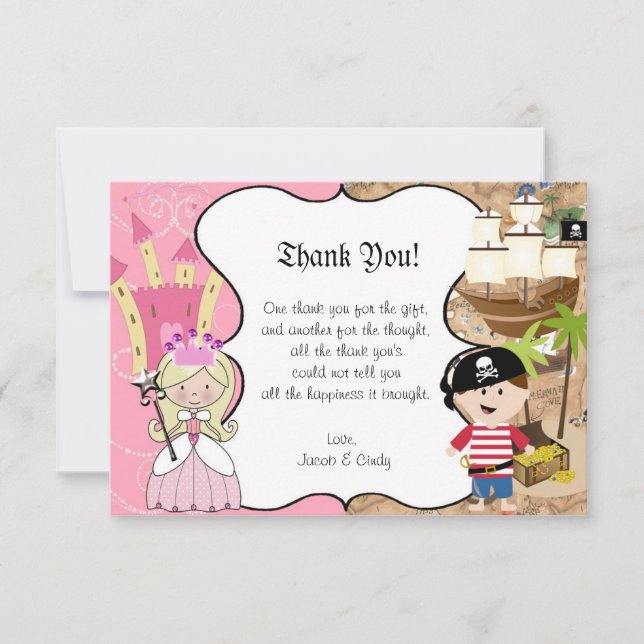 Cartão de Agradecimento da Princesa Loira e Festa  (Frente)