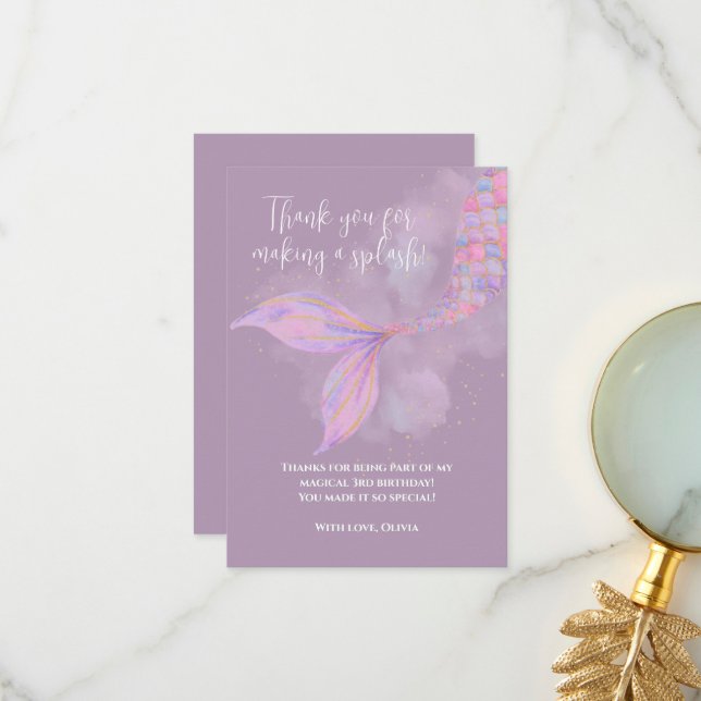 Cartão de Agradecimento da Sereia Splish Splash (Frente/Verso In Situ)