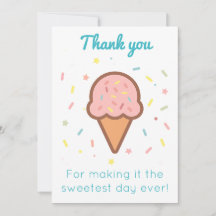Cartão de Agradecimento da Sorveteria Sweet Ice Cr