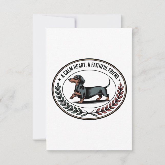 Cartão De Agradecimento Dachshund A Calm Heart, A Faithful Friend (Frente)
