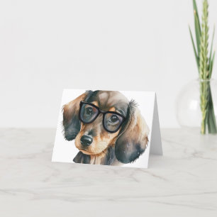 Cartão De Agradecimento Dachshund bonito com óculos pretos