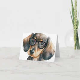Cartão De Agradecimento Dachshund bonito com óculos pretos