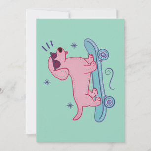 Cartão De Agradecimento Dachshund Legal de Skate Arte Divertida de Cacho