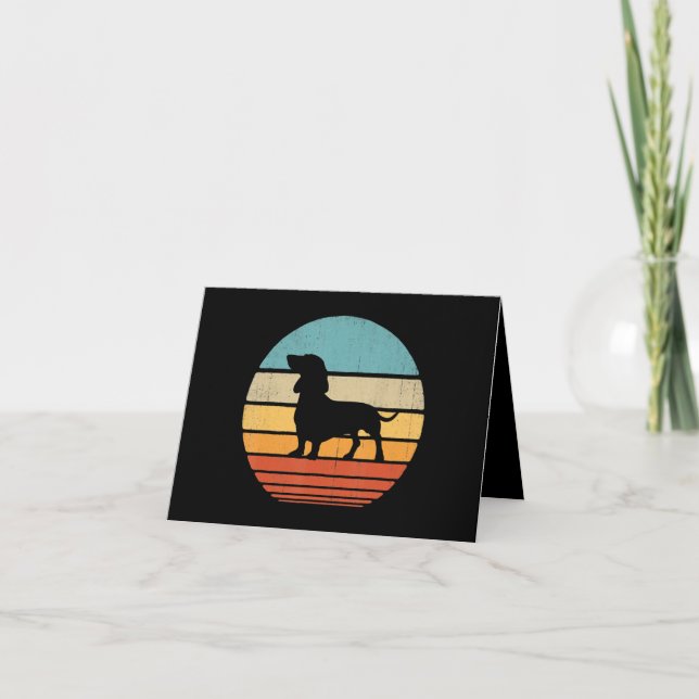 Cartão De Agradecimento Dachshund Silhouette 60s 70s Gifts Lover (Frente)