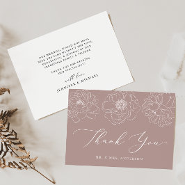 Cartão De Agradecimento Dacil Floral Mauve Wedding