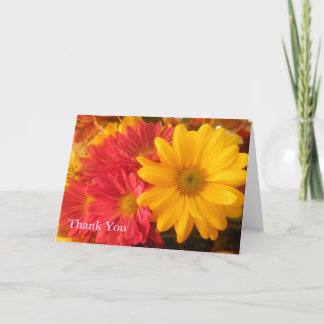 Cartão De Agradecimento Daisies cor-de-rosa e amarela Obrigado