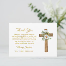 Cartão De Agradecimento Daisy Cross Sympathy Thank You Card