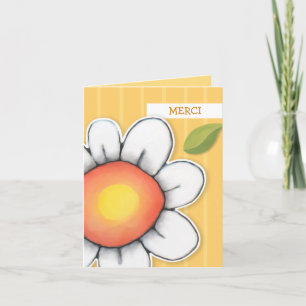 Cartão De Agradecimento Daisy Joy listras amarelas Merci Note Card