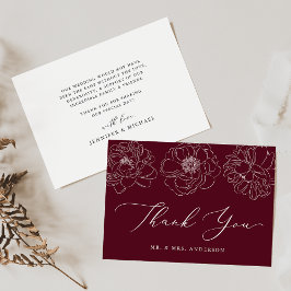 Cartão De Agradecimento Daît Floral Burgundy Wedding